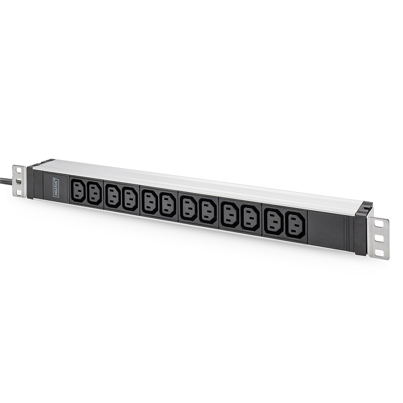 Digitus Steckdosenleiste mit Aluminiumprofil, 12-fach, 2 m Zuleitung Schutzkontaktstecker