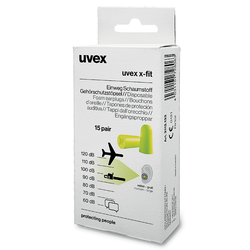 Uvex 2112133 Ohrstopfen Wiederverwendbarer Ohrstöpsel Grün 15 Stück(e)