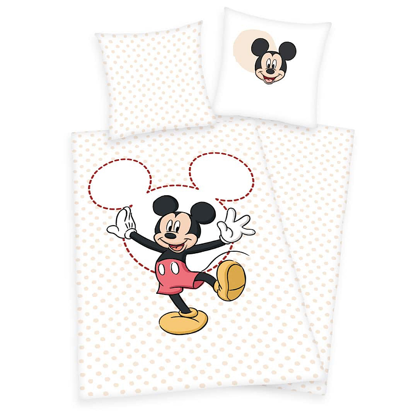 HERDING Disney Mickey Mouse Bettwäsche-Set ‘Punkte’ – 135×200 cm, Linon