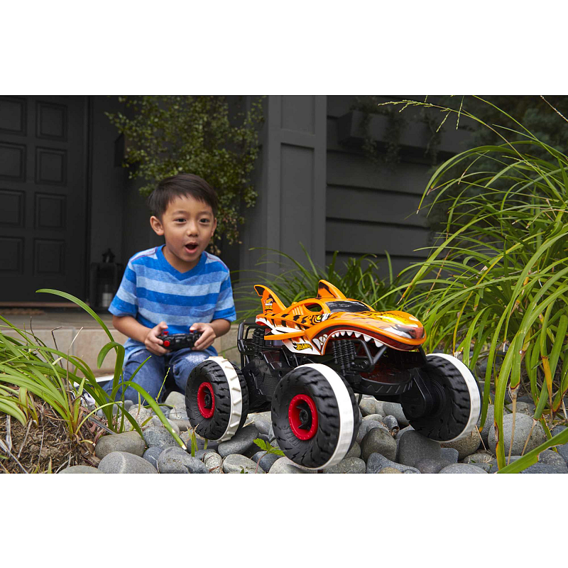 Hot Wheels Monster Trucks R/C Tiger Shark Monster Truck, ferngesteuertes Auto