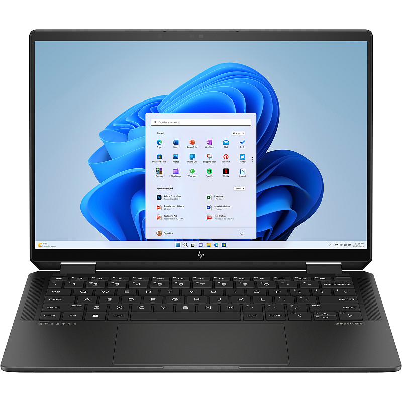 HP Spectre x360 14-eu0074ng Intel Core Ultra 7 155H Hybrid (2-in-1) 35,6 cm (14") Touchscreen 2.8K 16 GB LPDDR5x-SDRAM 1 TB SSD Wi-Fi 7 (802.11be) Windows 11 Home Schwarz