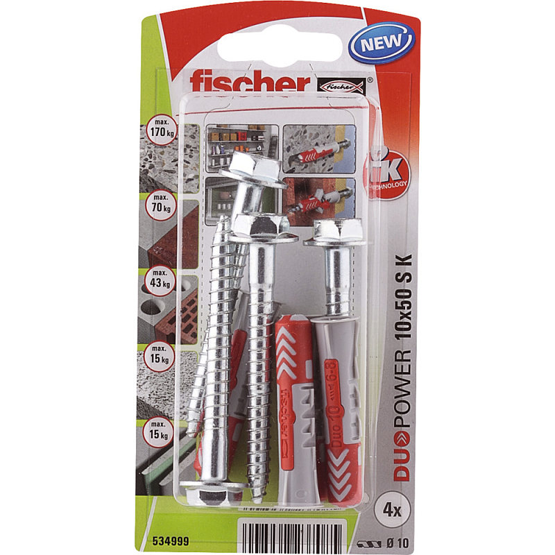 Fischer DUOPOWER 10 x 50 S Dübel 4 Stück(e) Metall, Kunststoff Rund