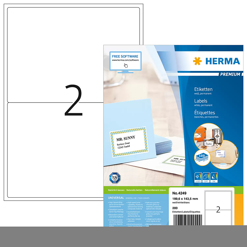 HERMA Adressetiketten Premium A4 199.6x143.5 mm weiß Papier matt 200 St.