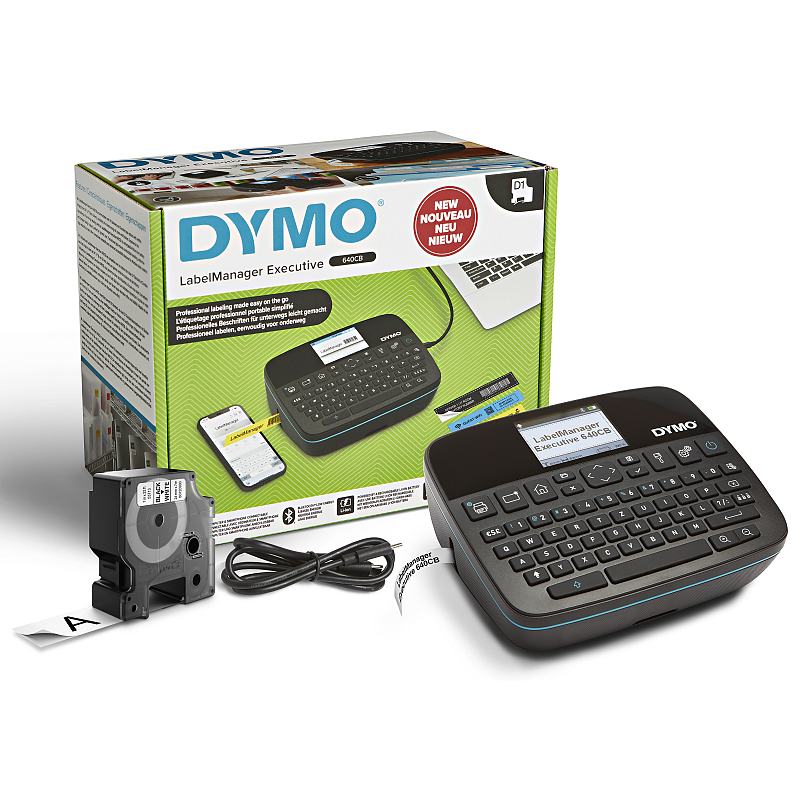 DYMO LabelManager Executive 640 CB tragbarer Etikettendrucker | Kompaktes Beschriftungsgerät mit QWERTZ Tastatur | Bluetooth- und USB-Konnektivität | Kompatibel mit D1 Etiketten