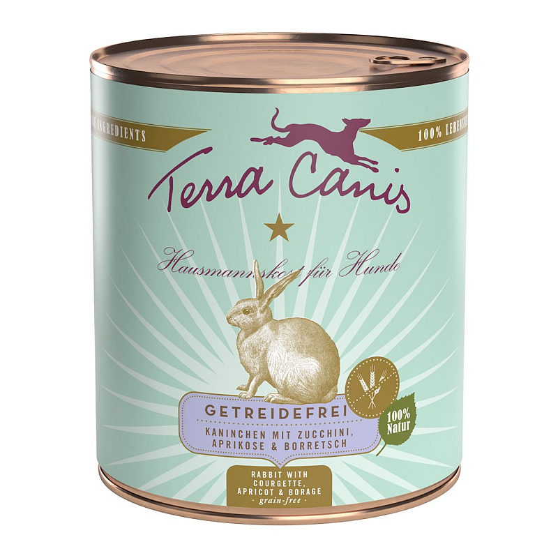 Terra Canis 180039 Hunde-Dosenfutter Aprikose, Borretsch, Kaninchen, Zucchini Adult 800 g