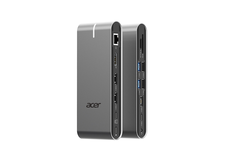 Acer HP.DSCAB.022 laptop-dockingstation & portreplikator Kabelgebunden USB 3.2 Gen 1 (3.1 Gen 1) Type-C Silber