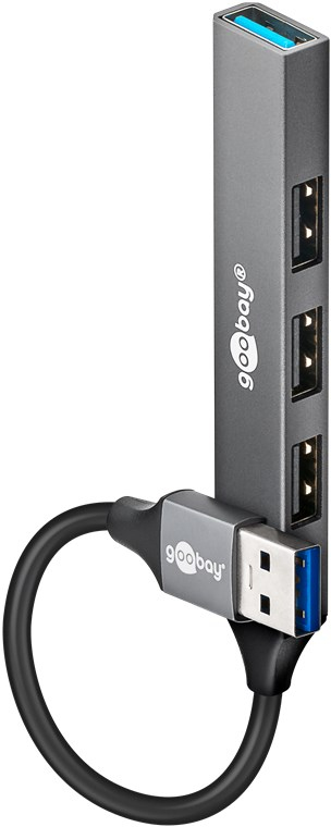 Goobay 74456 Schnittstellen-Hub USB 3.2 Gen 1 (3.1 Gen 1) Type-A 5000 Mbit/s Hellgrau