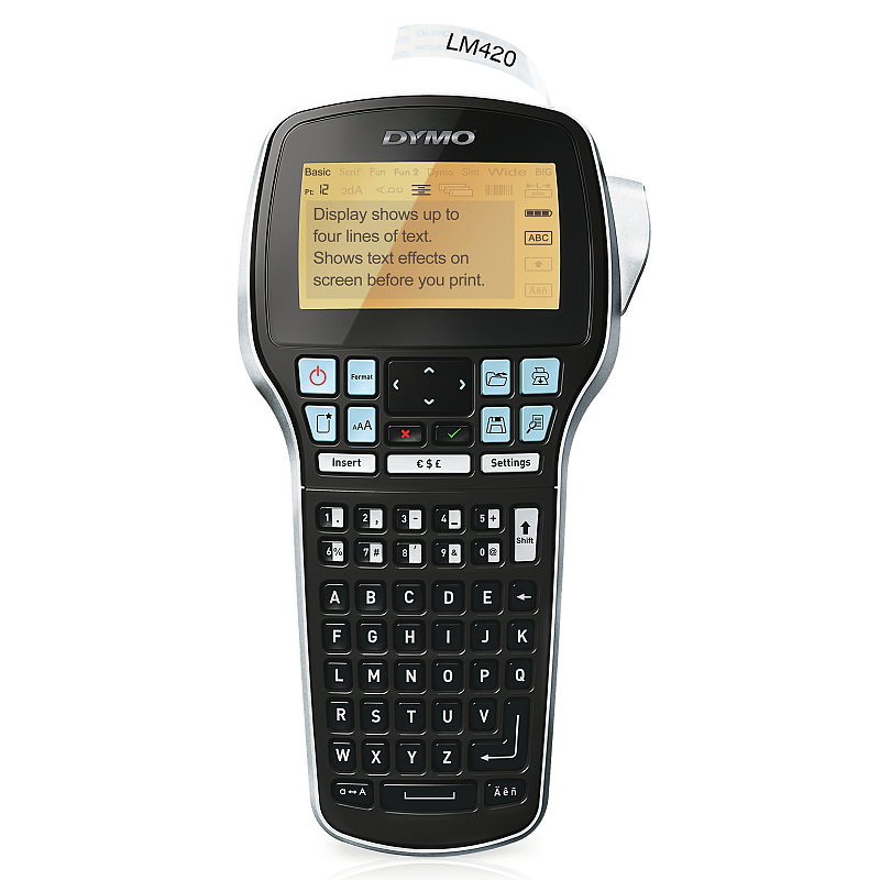 DYMO LabelManager 420P Beschriftungsgerät im Koffer | Tragbares Etikettiergerät mit ABC Tastatur | mit extra Rollen D1-Beschriftungsband | für D1 Etiketten in 691219 mm Breite