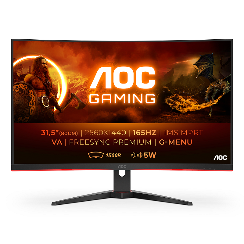 AOC G2 CQ32G2SE/BK Computerbildschirm 80 cm (31.5") 2560 x 1440 Pixel 2K Ultra HD LED Schwarz, Rot