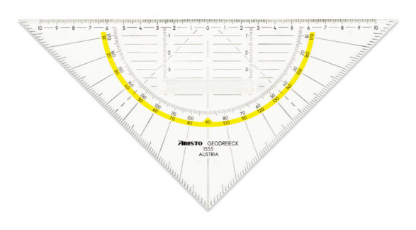 Aristo AR1555/2 Lineal Winkelanschlagslineal 225 mm Polymethylmethacrylat (PMMA) Transparent, Gelb 1 Stück(e)