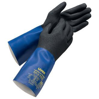 Uvex rubiflex S XG35B Fabrik-Handschuhe Schwarz, Blau Baumwolle, Nitril, Gummi