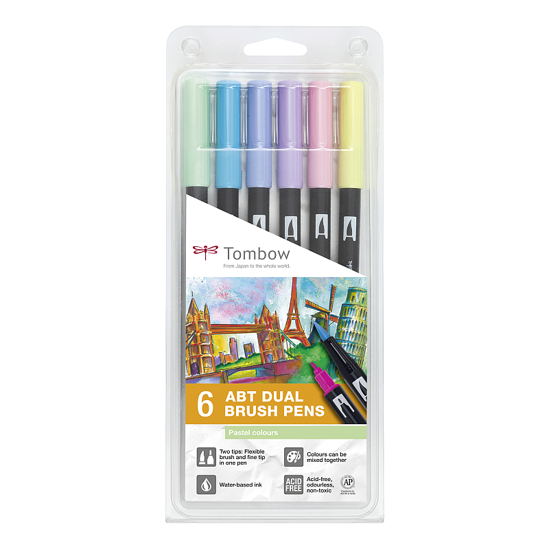 Tombow ABT-6P-2 Filzstift Fein Blau, Minze, Pink, Violett, Gelb 6 Stück(e)