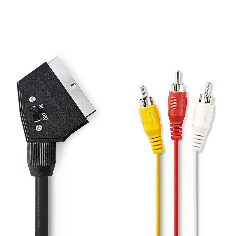 Nedis CVGP31130BK10 SCART-Kabel 1 m 3 x RCA Schwarz