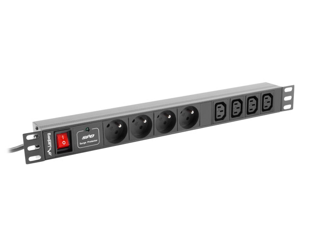 Lanberg PDU-04E04I-0200-IEC-BK Stromverteilereinheit (PDU) 4 AC-Ausgänge 1U Schwarz