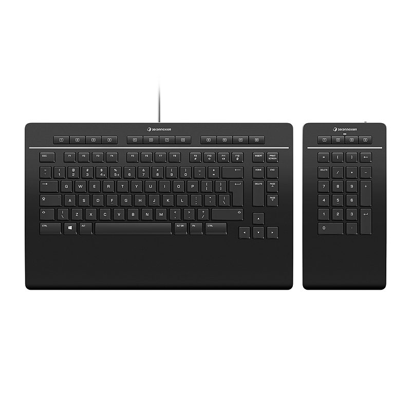 3Dconnexion Keyboard Pro with Numpad Tastatur Büro USB + RF Wireless + Bluetooth QWERTZ Schweiz Schwarz