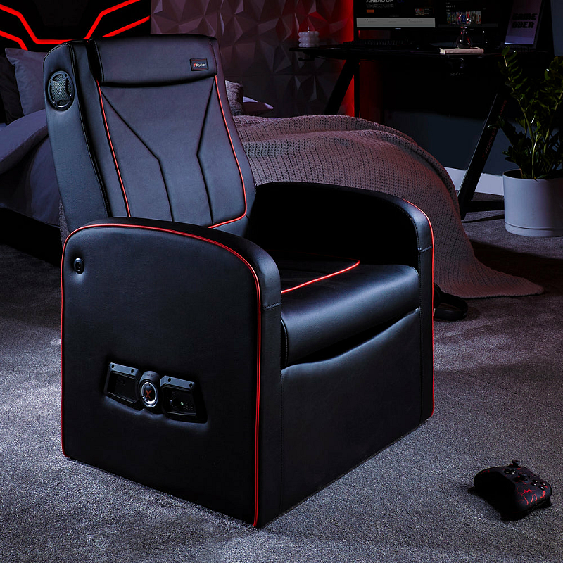 X Rocker 2022021 Videospiel-Stuhl Konsolen-Gamingstuhl Gepolsterter Sitz Schwarz, Rot