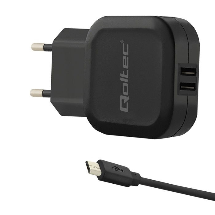 Qoltec 50187 Ladegerät für Mobilgeräte Smartphone, Tablets Schwarz AC Drinnen