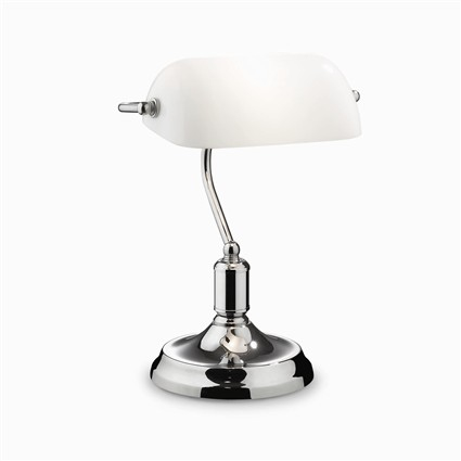 Ideal Lux LAWYER TL1 Tischleuchte E27 Glühend Chrom, Weiß