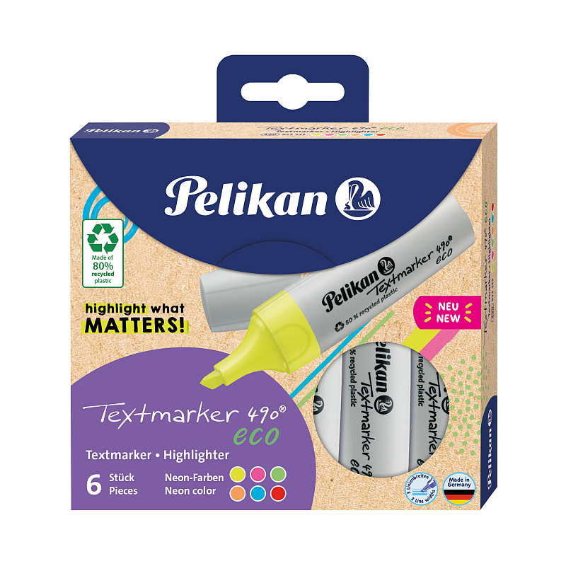 Pelikan Textmarker 490 eco Marker 6 Stück(e) Meißel Mehrfarbig
