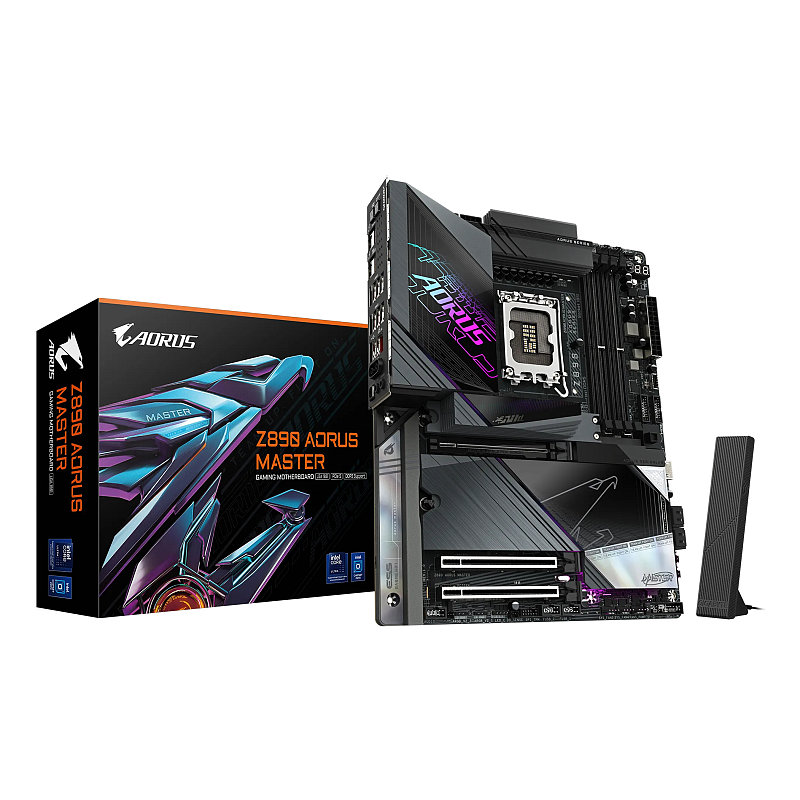 GIGABYTE Z890 AORUS MASTER Mainboard - Unterstützt Intel Core Ultra (Serie 2) CPUs, 18+1+2 Phasen VRM, bis zu 9500MHz DDR5 (OC), 2xPCIe 5.0 + 3xPCIe 4.0, Wi-Fi 7, 10GbE LAN, Thunderbolt 4