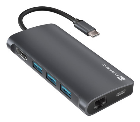 NATEC NMP-2162 laptop-dockingstation & portreplikator Kabelgebunden USB 3.2 Gen 1 (3.1 Gen 1) Type-C Grau
