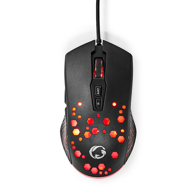 Nedis GMWD410BK Maus Gaming rechts USB Typ-A Optisch 7200 DPI