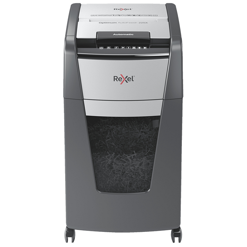 Rexel Optimum AutoFeed+ 225X Aktenvernichter Kreuzschreddern 55 dB 23 cm Schwarz, Grau