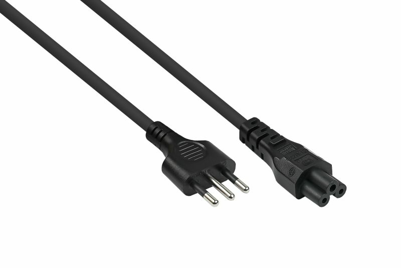 Kabelmeister SK6505-S018 Stromkabel Schwarz 1,8 m Netzstecker Typ L IEC C5