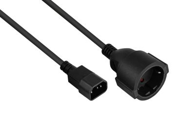 Kabelmeister SK1402-S010 Stromkabel Schwarz 1 m C14-Koppler Netzstecker Typ F