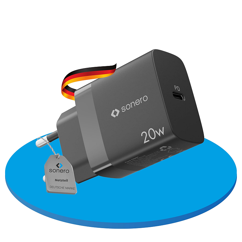 sonero X-PS100 Ladegerät für Mobilgeräte Digitalkamera, Kopfhörer, Kopfhörer, Laptop, Smartphone, Smartwatch Schwarz AC Schnellladung Drinnen