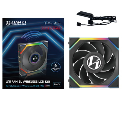 Lian Li UNI FAN SL Wireless LCD 120 Reverse Blade Computergehäuse Ventilator 12 cm Schwarz 1 Stück(e)