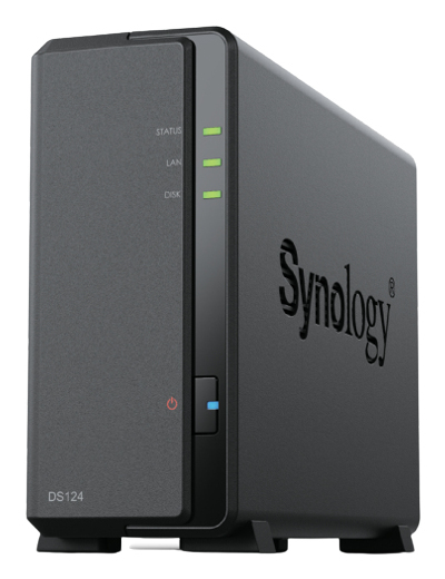 Synology DiskStation DS124 NAS & Speicherserver Desktop Realtek RTD1619B 1 GB DDR4 0 TB DiskStation Manager Schwarz