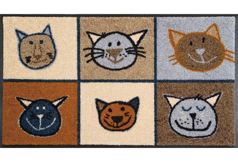 wash+dry Miau Miau Dekorative Fußmatte Drinnen Rechteckig Mehrfarbig