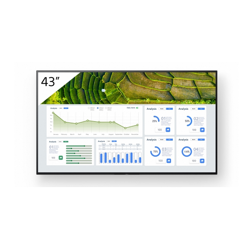 Sony FW-43BZ30L/TM Signage-Display Digital Signage Flachbildschirm 109,2 cm (43") LCD WLAN 440 cd/m² 4K Ultra HD Schwarz Android 24/7
