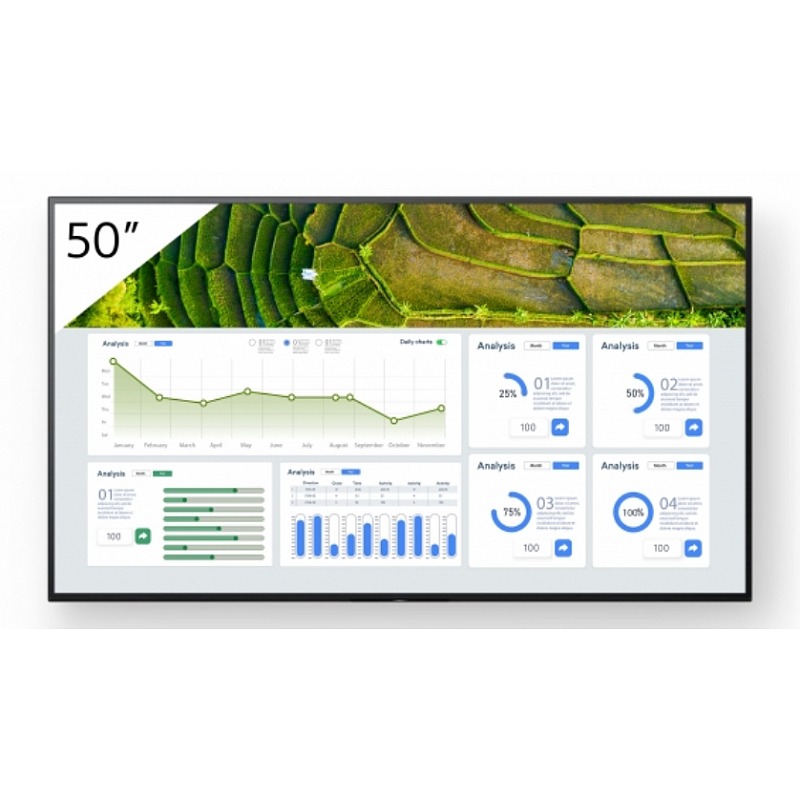 Sony FW-50BZ30L Signage-Display Digital Signage Flachbildschirm 127 cm (50") LCD WLAN 440 cd/m² 4K Ultra HD Schwarz Android 24/7