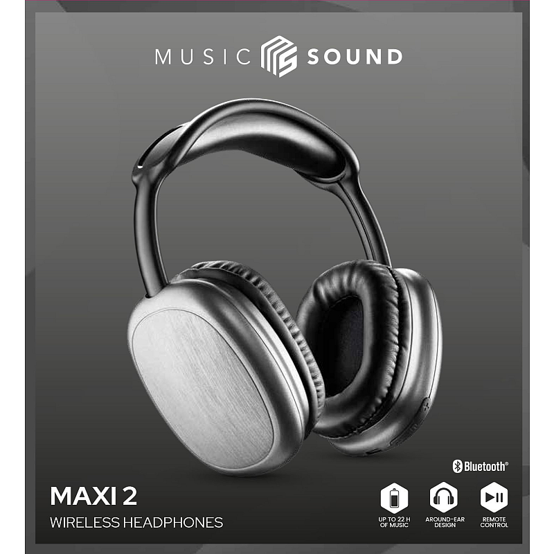 Music Sound Maxi2 On-Ear-Headset Maxi2 Bluetooth 5.0 : Around-Ear-Headset mit modernem Design und optimalem Komfort für einen kraftvollen und ausgewogenen Klang