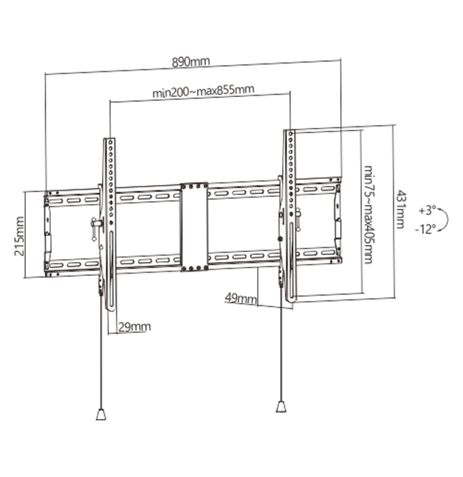 Gembird WM-90T-01 TV-Halterung 2,29 m (90") Schwarz
