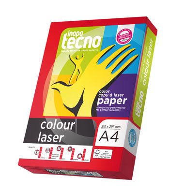 inapa-tecno Colour Laser Druckerpapier A4 (210x297 mm) Glanz 250 Blätter Weiß
