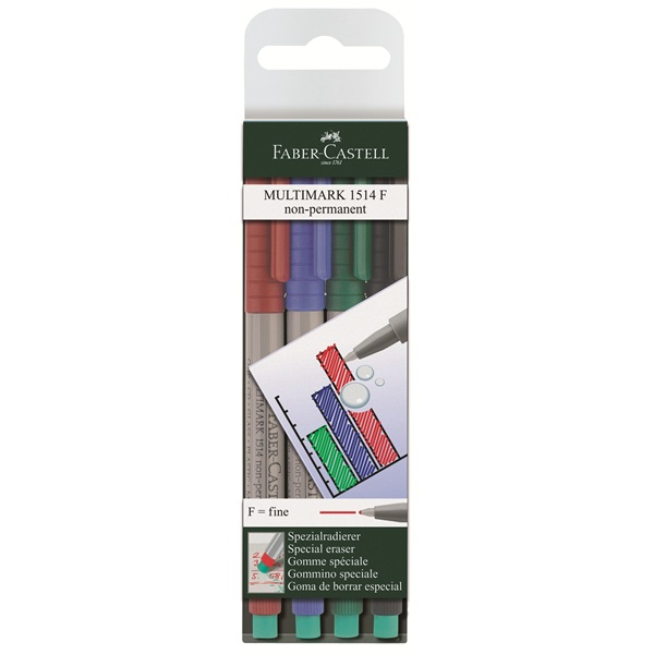 Faber-Castell Multimark Marker 4 Stück(e) Schwarz, Blau, Grün, Rot