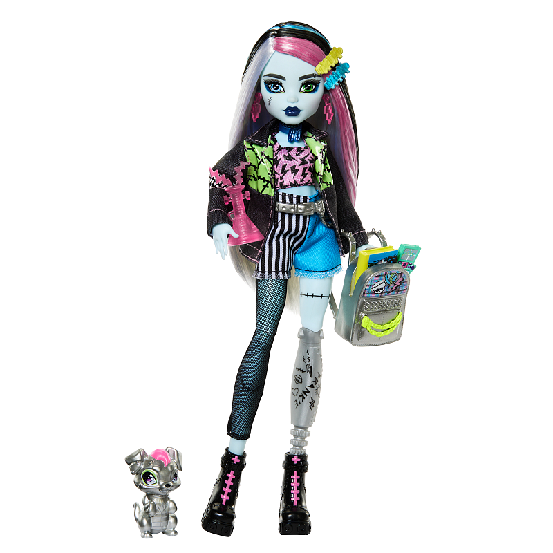 Monster High Frankie Stein-Modepuppen mit Frankies Haustier Watzie und Zubehörteilen