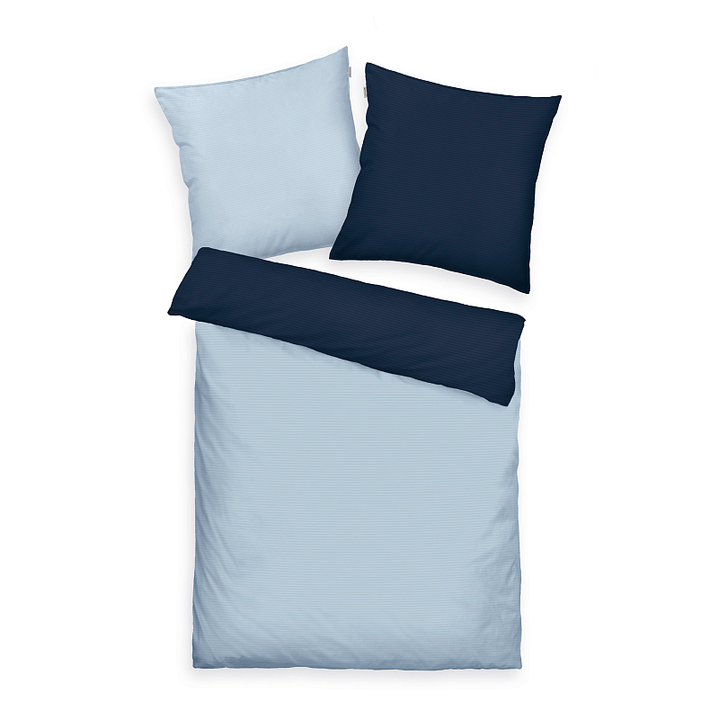 HERDING TOM TAILOR Bettwäsche - Two-Tone Solid Colors Dark Navy &amp; Sky Blue - 80-x-80-cm-155-x-220-cm