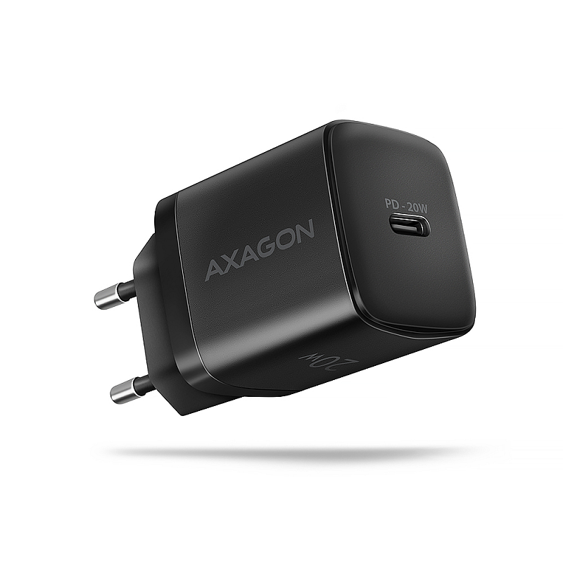 Axagon ACU‑PD20 Wandladegerät 20 W, 1× USB‑C, QC3.0 AFC FCP PD, schwarz