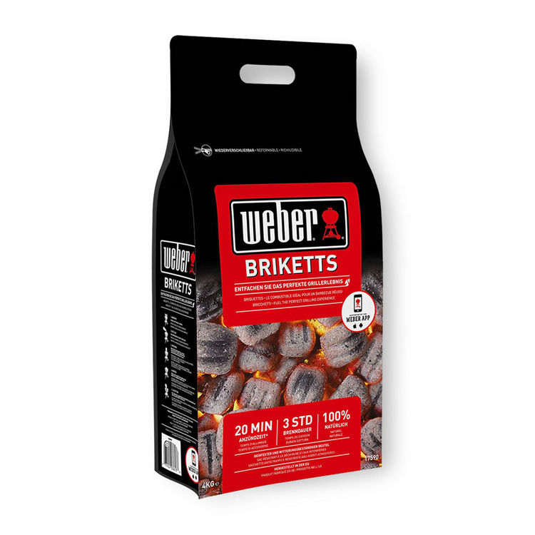 Weber 17590 Holzkohle für Barbecues/Grills 4 kg