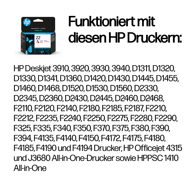 HP 22 Cyan/Magenta/Gelb Original Druckerpatrone