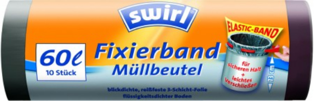 Swirl 174171 Abfallbeutel 60 l Schwarz 10 Stück(e)