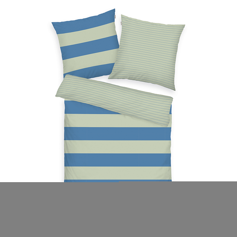HERDING TOM TAILOR Bettwäsche - Bold Stripes Green Leaf & Cool Blue - 80-x-80-cm-135-x-200-cm