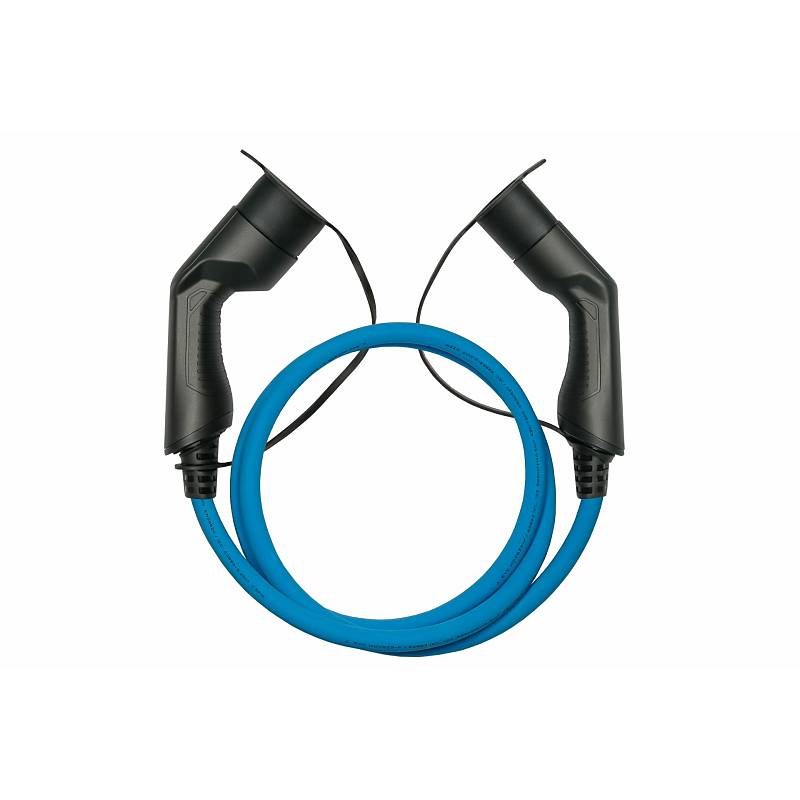 Kabelmeister E-Auto-Ladekabel Mode 3, Typ 2 Stecker an Buchse, 3-phasig, 32 A, 22 kW, blau, 5m