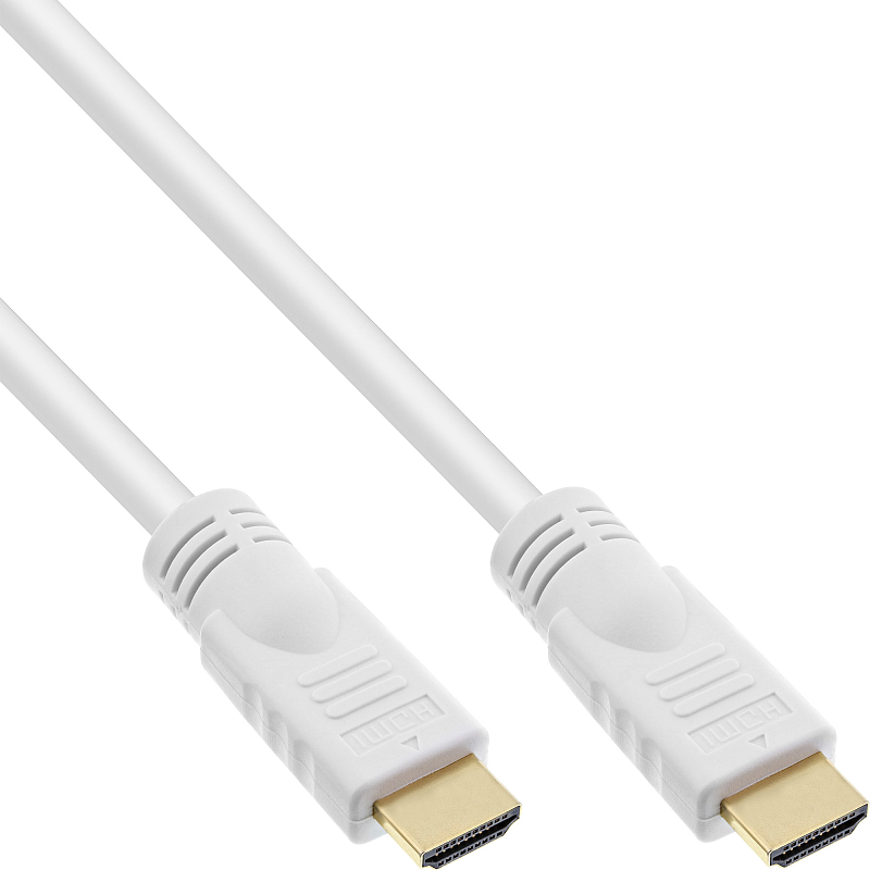 InLine HDMI-High Speed Kabel mit Eth., Premium, ST / ST, weiß / gold, 5m