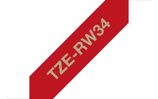 Brother TZE-RW34 Etiketten erstellendes Band Gold auf Rot