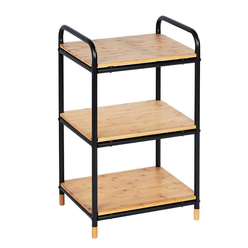 WENKO Regal Loft Regal für Leitern Freistehend Bambus, Metall Bambus, Schwarz